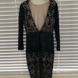 Black dress with low back v